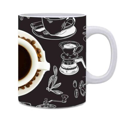 Stylish Coffee Dark Background Deigned Printed Ceramic Coffee Mug Cup - Image 2
