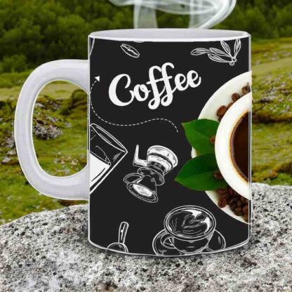 Stylish Coffee Dark Background Deigned Printed Ceramic Coffee Mug Cup