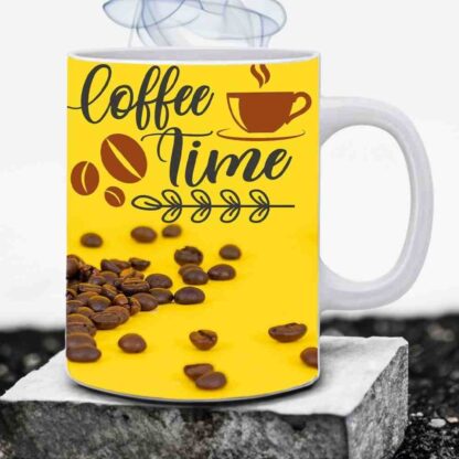 Ceramic Coffee Time Printed White Coffee Mug Cup