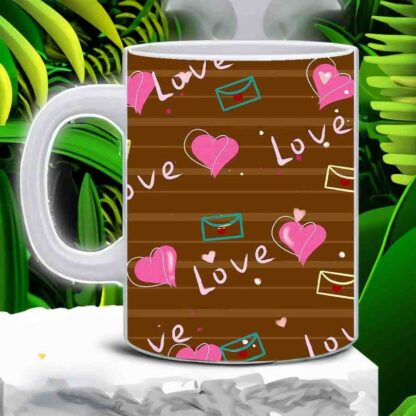 Love Printed White Ceramic Coffee Mug - 325ml
