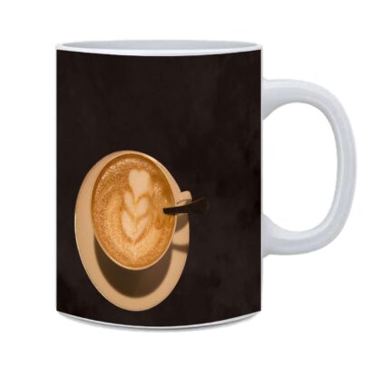 Flower Coffee Design Printed Ceramic Mug 325ml - Image 2