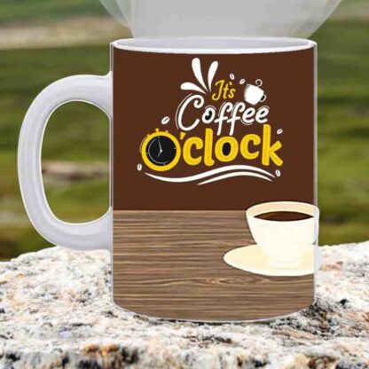 Ceramic Coffee O Clock Printed White Mug - 325ml