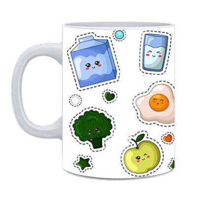 Cute Healthy Food Printed Ceramic Coffee Mug Cup - 325ml - Image 3