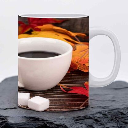 Leaves Designed Printed Ceramic Coffee Mug - 325ml