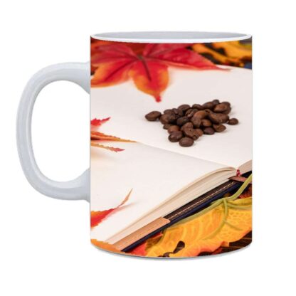 Leaves Designed Printed Ceramic Coffee Mug - 325ml - Image 3