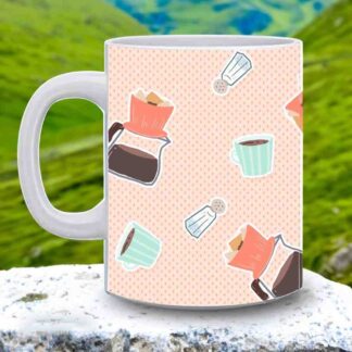 Hand Drawn Glutinous Coffee Banner Background Printed Ceramic Coffee Mug