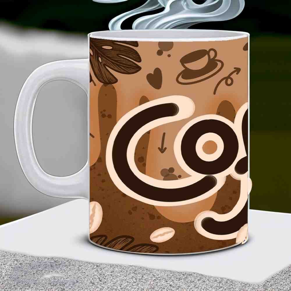 Ceramic Coffee Time Designed Printed Coffee Mug With Handle