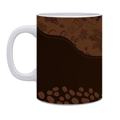 Cup Of Coffee And  Beans Printed Ceramic Mug - 325ml - Image 3