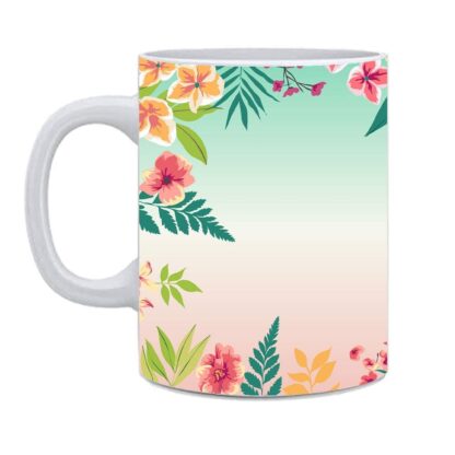 Flower Printed Beautiful Ceramic Coffee Mug  - 350 ml - Image 2