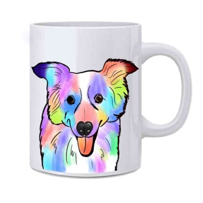 Rainbow Color Dog Printed Ceramic White Coffee Mug - 350 ml - Image 2