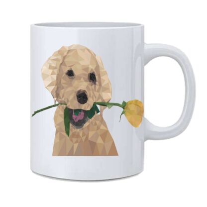 Dog With Rose Printed Ceramic Coffee Mug Gift For Dog Lovers - 350 ml - Image 2