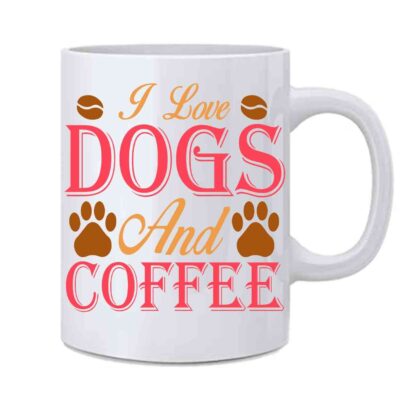 I Love Dogs And Coffee Printed Ceramic Coffee Mug Gift For Pet Lovers - 350 ml - Image 2