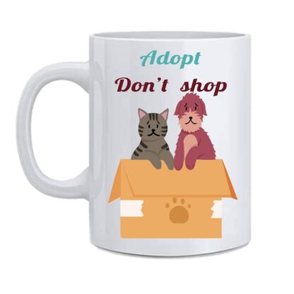 Adopt Don't Shop Printed White Ceramic Coffee Mug - 350 ml - Image 2