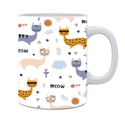 Ceramic Cute Cat Pattern Designed Printed Tea Coffee Cup Mug - 350 ml - Image 2