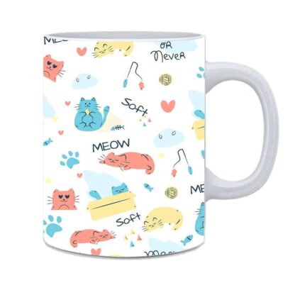Colorful Cat Animals Designed Printed Ceramic Coffee Mug Cup - 350 ml - Image 2