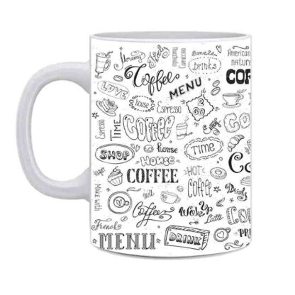 Coffee Time Designed Printed Ceramic Tea Mug Cup - 350 ml - Image 2