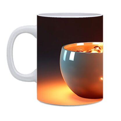 Cup Of Hot Coffee Printed Ceramic White Mug - 325ml - Image 3