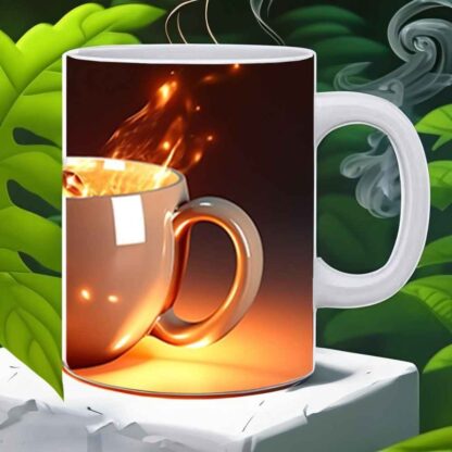 Cup Of Hot Coffee Printed Ceramic White Mug - 325ml
