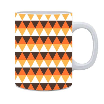 Autumn Triangles Pattern Printed Ceramic Coffee Mug - 350 ml - Image 2
