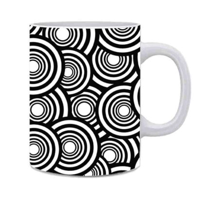 Black and White Circle Pattern Printed Ceramic Coffee Mug - Image 2