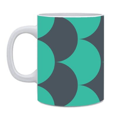 Beautiful Ceramic Check Pattern Printed White Tea Mug Coffee Cup - 350 ml - Image 2