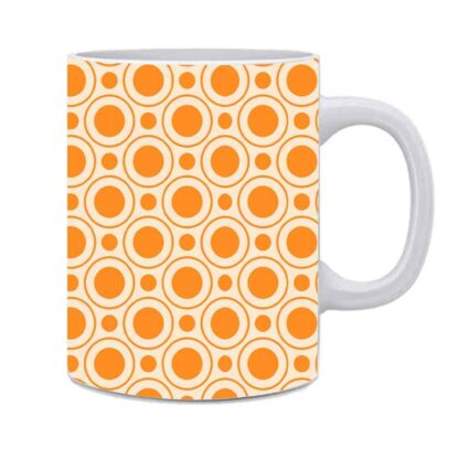 Orange Shade Circle Pattern Printed Ceramic Coffee Mug - 350 ml - Image 2