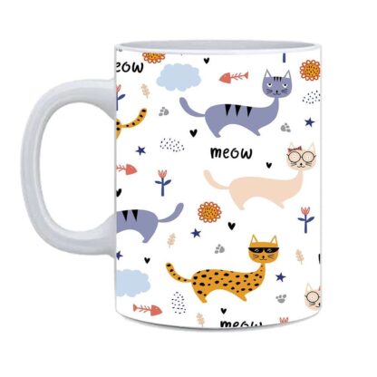 Ceramic Cute Cat Pattern Designed Printed Tea Coffee Cup Mug - 350 ml - Image 3