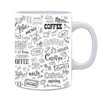 Coffee Time Designed Printed Ceramic Tea Mug Cup - 350 ml - Image 3
