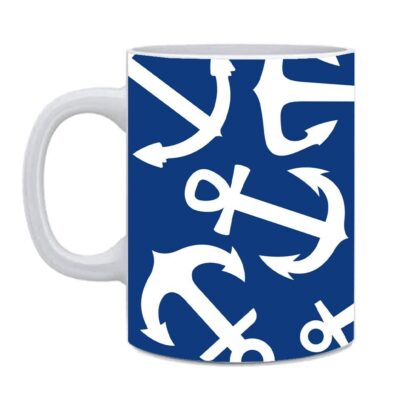 Anchor Designed Printed Ceramic White Coffee Mug - 350 ml - Image 3