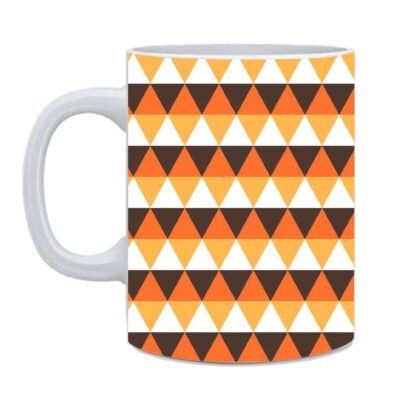 Autumn Triangles Pattern Printed Ceramic Coffee Mug - 350 ml - Image 3
