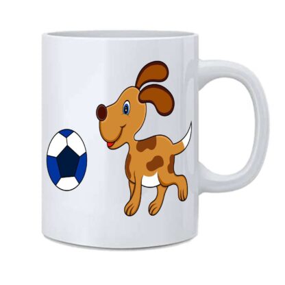 Dog Playing Football Printed Ceramic Coffee Mug Gift for Pet Lovers - 350 ml - Image 2