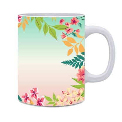 Flower Printed Beautiful Ceramic Coffee Mug  - 350 ml - Image 3