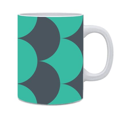 Beautiful Ceramic Check Pattern Printed White Tea Mug Coffee Cup - 350 ml - Image 3