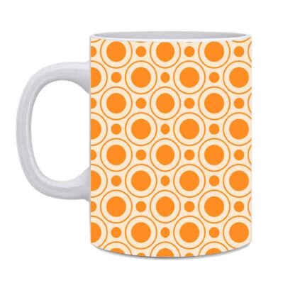 Orange Shade Circle Pattern Printed Ceramic Coffee Mug - 350 ml - Image 3