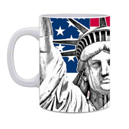 Statue of Liberty with American Flag Printed Ceramic Coffee Mug - 350 ml - Image 3