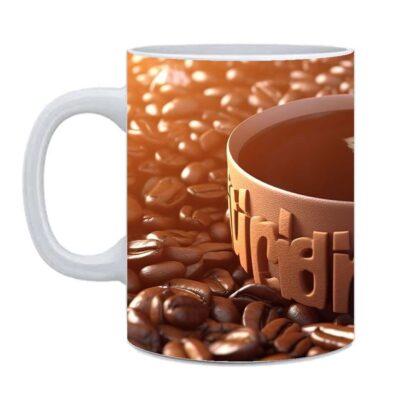 Roasted Coffee Beans Printed Ceramic Mug - 325ml - Image 3