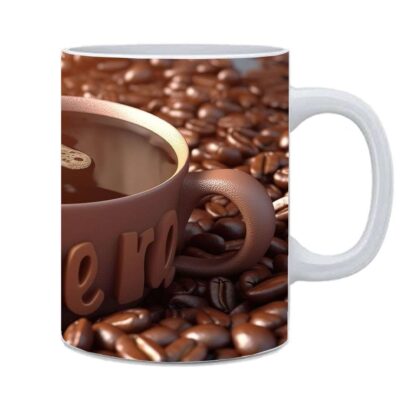 Roasted Coffee Beans Printed Ceramic Mug - 325ml - Image 2
