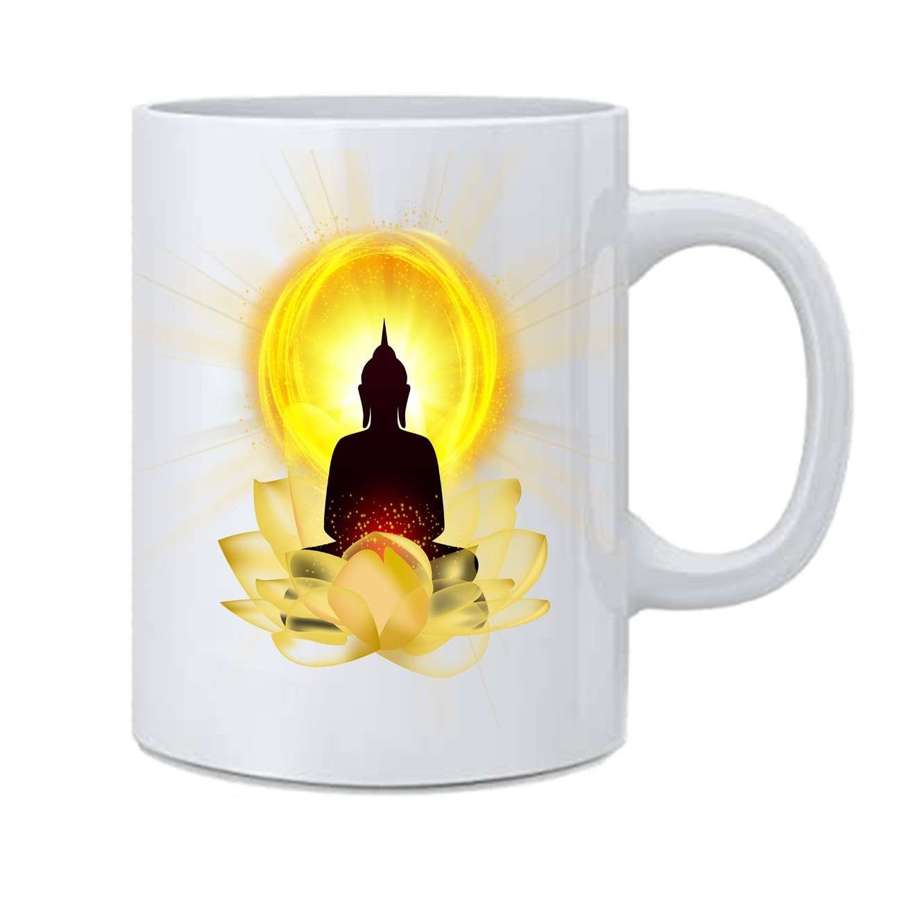 Spiritual & Devotional Lord Buddha Printed Ceramic Coffee Mug & Tea Cup - 350 ml - Image 2