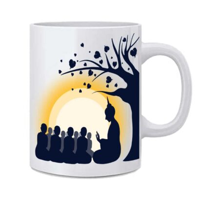 Buddha Teaching Children Printed Ceramic Tea Mug Coffee Cup - 350 ml - Image 2
