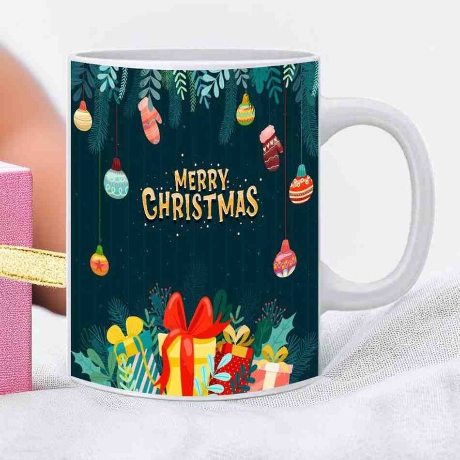 Merry Christmas Designed Printed Ceramic White Tea Cup Coffee Mug - 350 ml - Image 2