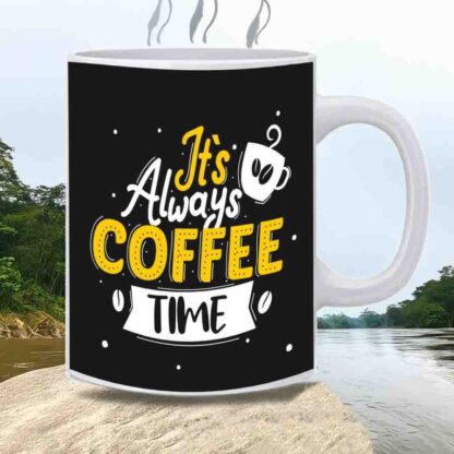 black printed mug