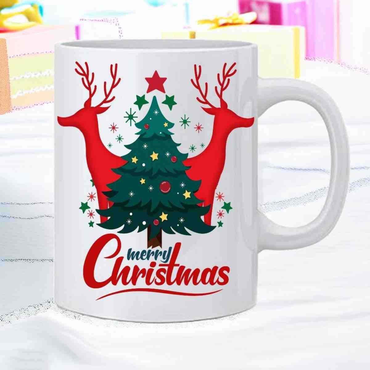 Merry Christmas Printed Ceramic Tea Coffee Milk Cup Mug - 350 ml - Image 2