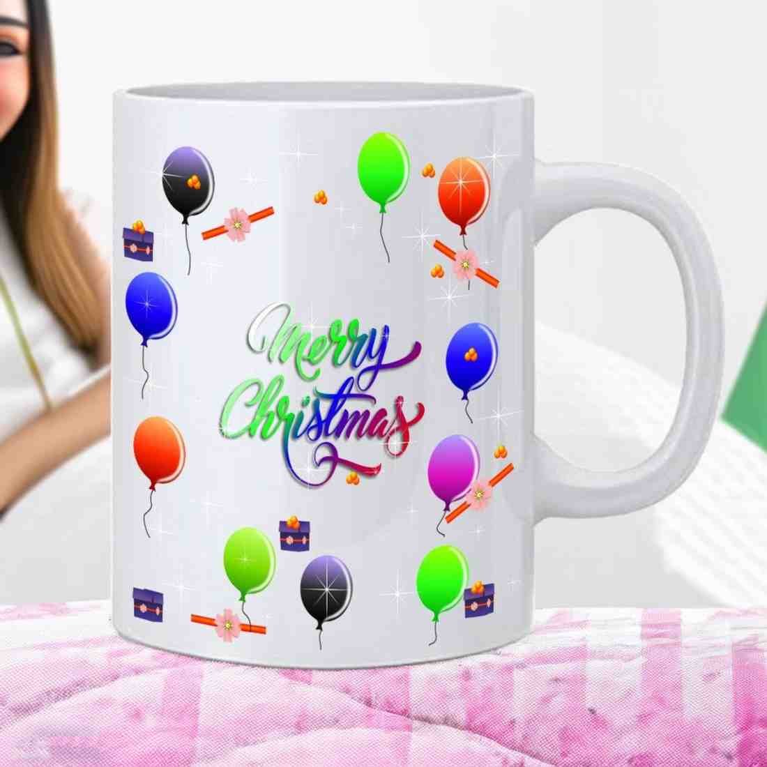 Ceramic White Merry Christmas Printed White Tea Cup Coffee Mug - 350 ml - Image 2