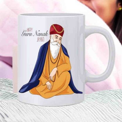 Happy Guru Nanak Jayanti Printed Ceramic White Coffee Mug Cup - 350 ml - Image 2