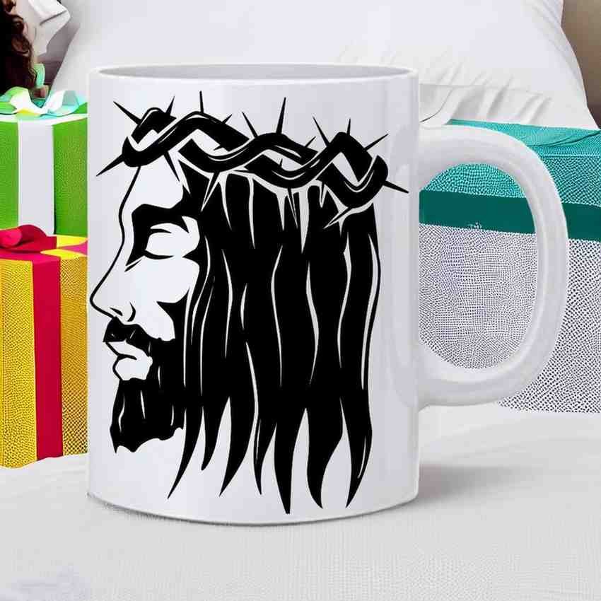 Jesus With Crown Of Thorns Printed Ceramic Tea Coffee Mug - 350 ml - Image 2