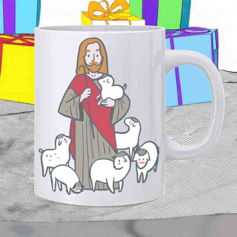 Jesus Christ the Good Shepherd Printed Ceramic Coffee Tea Mug - 350 ml - Image 2