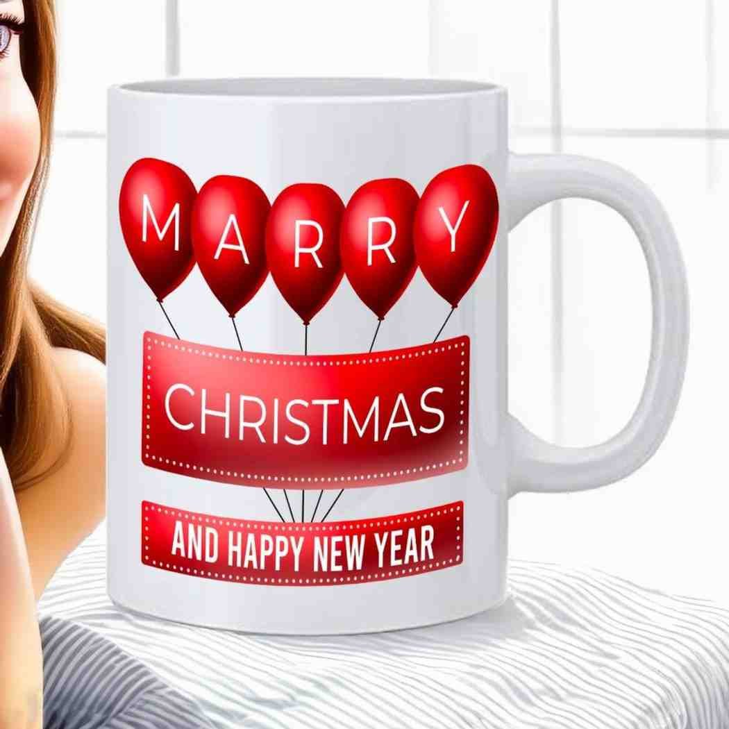 Merry Christmas And Happy New Year Printed Ceramic Coffee Mug - 350 ml - Image 2