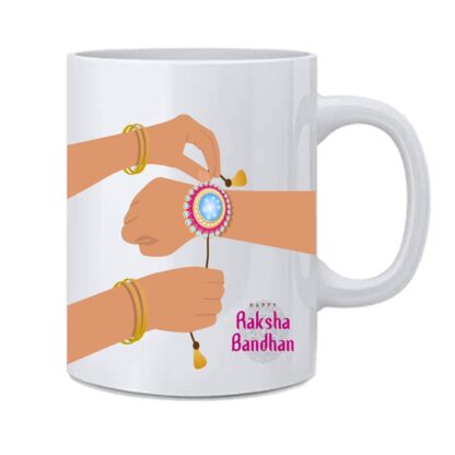 Ceramic Beautiful Happy Raksha Bandhan Designed Printed Coffee Milk Mug - 350 ml - Image 2