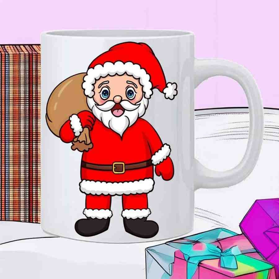 Printed Beautiful Ceramic Coffee Mug with Santa Claus Designed Coffee Mug - 350 ml - Image 2