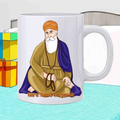 Guru Nanak Gurpurab Printed Ceramic White Coffee Mug With Handle - 350 ml - Image 2